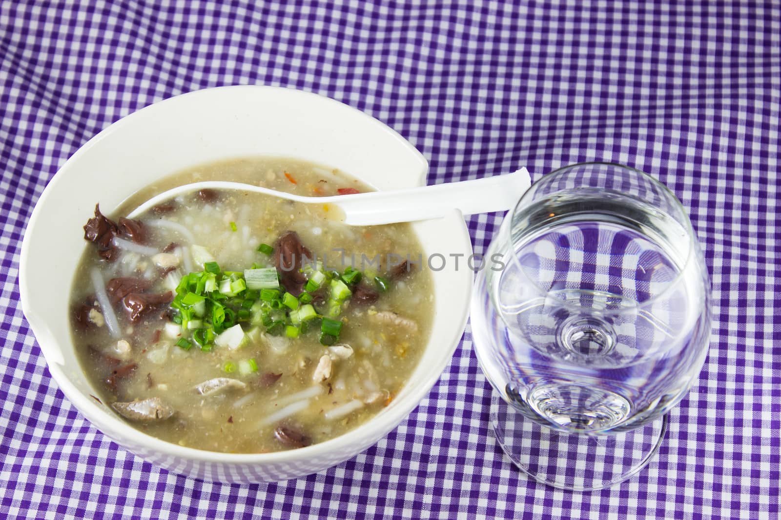 Rice Worm Soup , Pork Spare Ribs Rice Noodles Soup ,  Kao Paick sen Traditional Thai style food