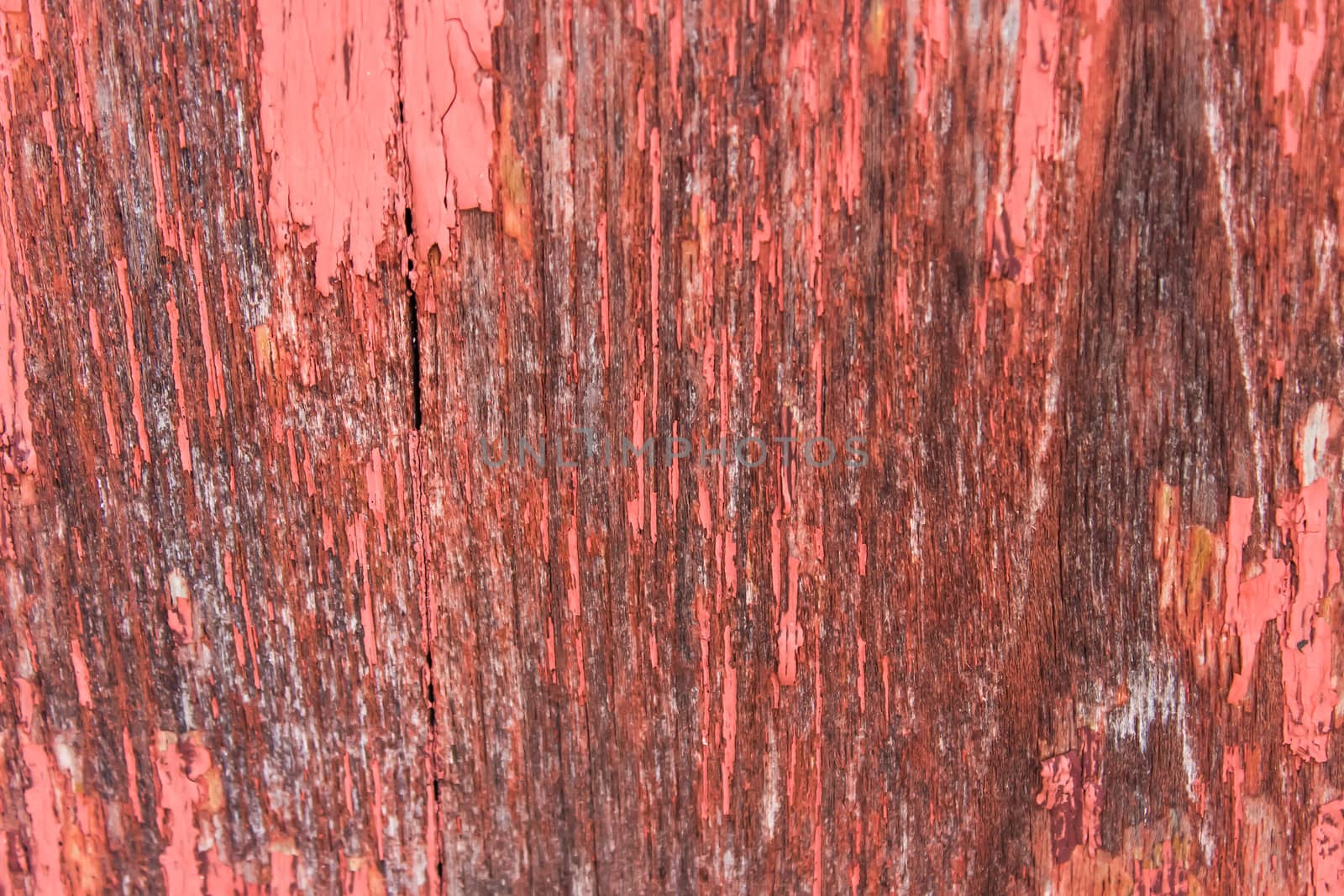 close-up red wood  peeling paint by photo2life