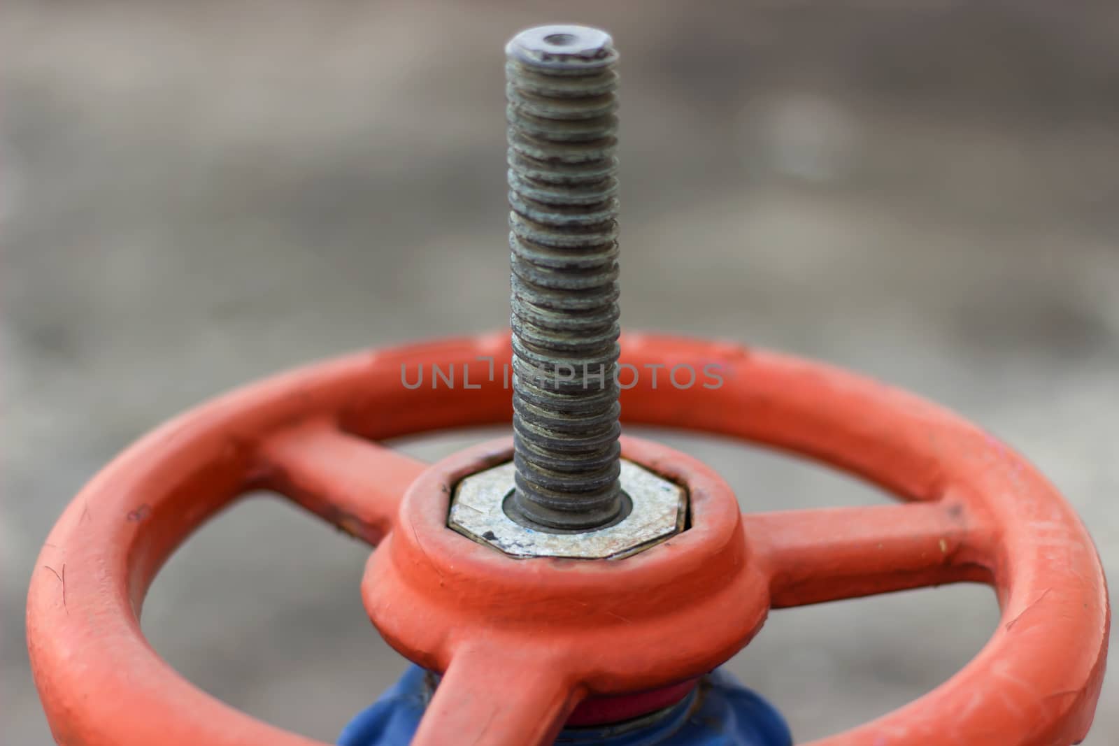 close-up red gate valve by photo2life