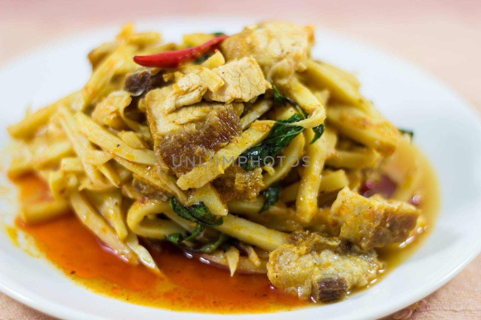 Bamboo shoots curry with crispy pork by photo2life