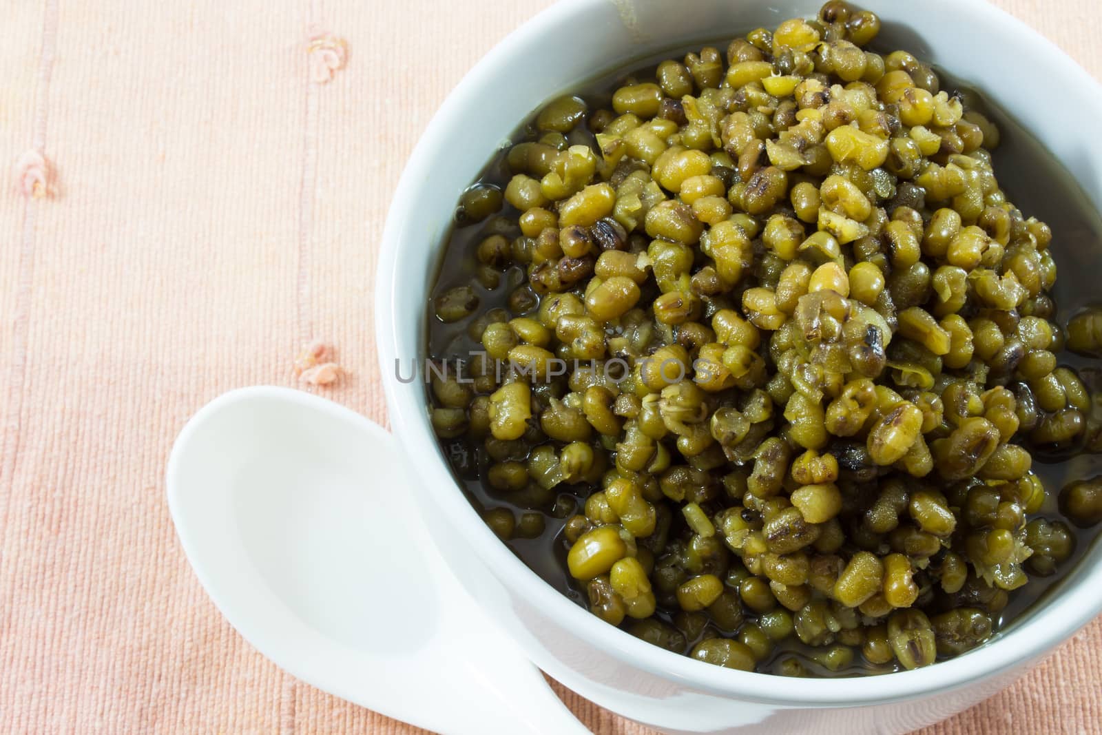 Mungbeans in light syrup  or Green bean in syrup in a cup  Deserts of Thailand