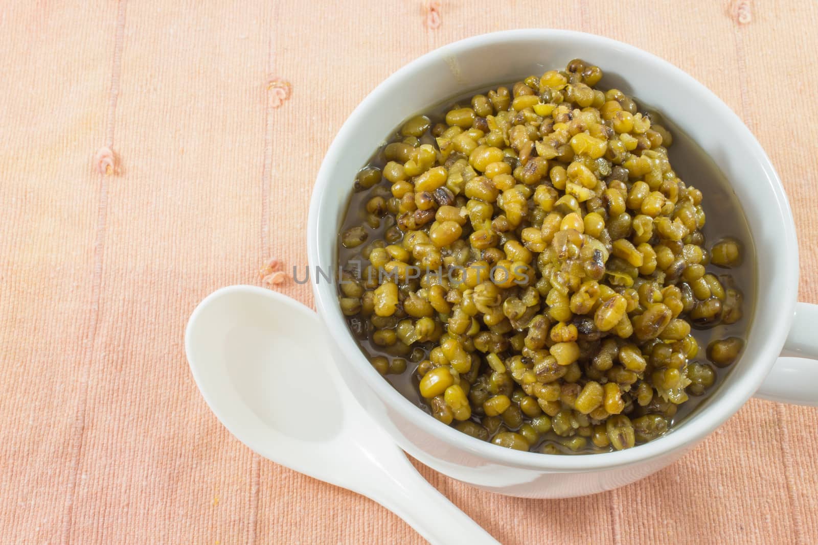 Mungbeans in light syrup  or Green bean in syrup in a cup  Deserts of Thailand