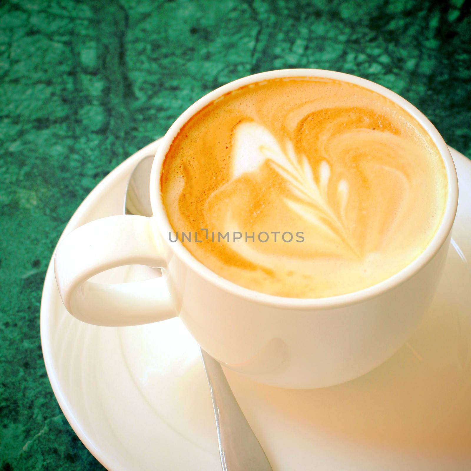 Cappuccino or latte coffee with copy space by nuchylee