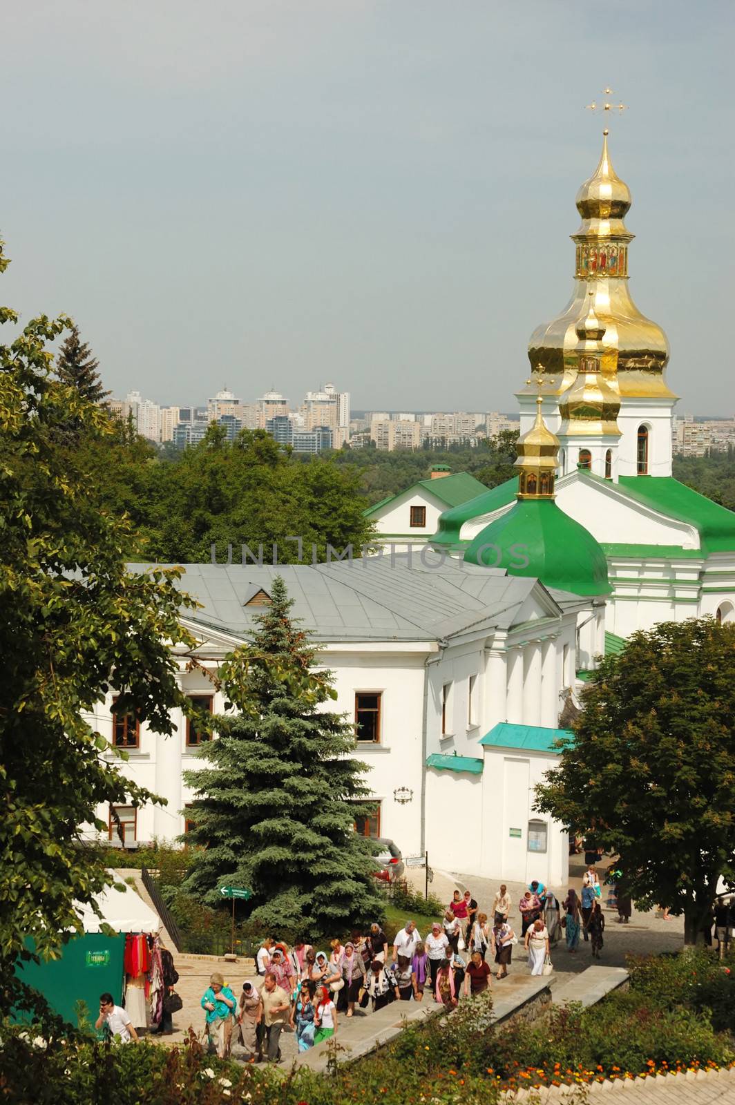 KIEV, UKRAINE - MAY 20: worshippers are visiting Kiev Pechersk Lavra - main sacred orthodox  christian monastery of Kiev and unesco heritage site, on May 20,2012 in Kiev,Ukraine