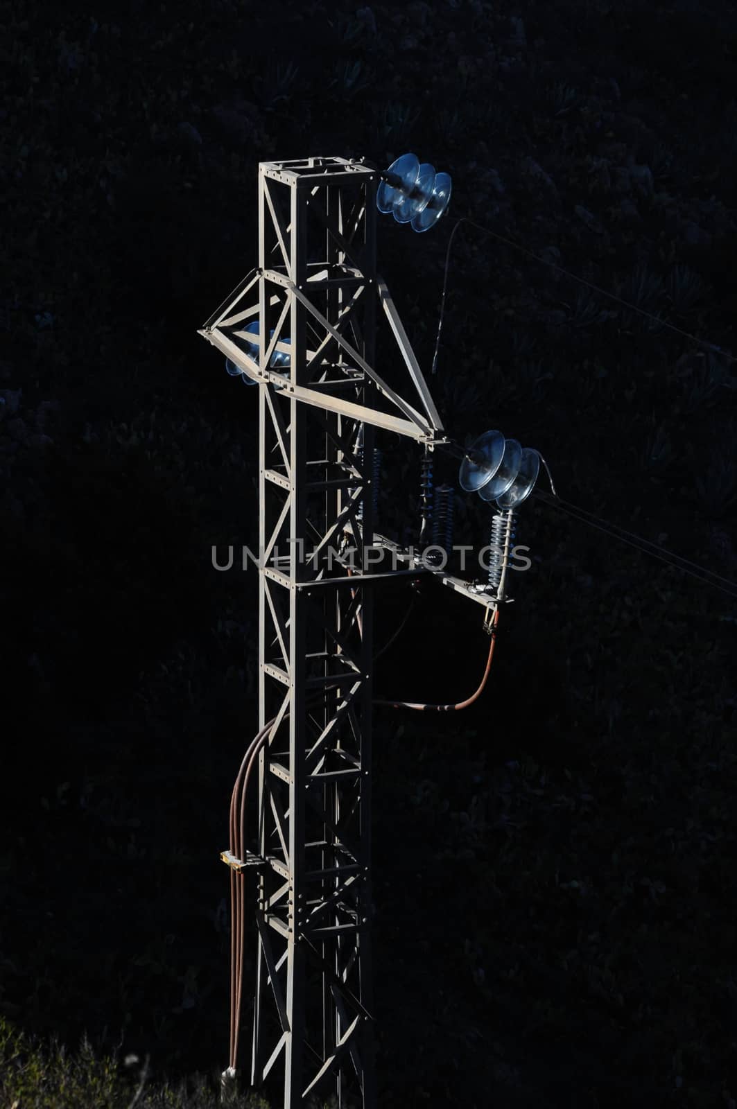 One Electricity Pole on a Mountain in Tenerife, Spain