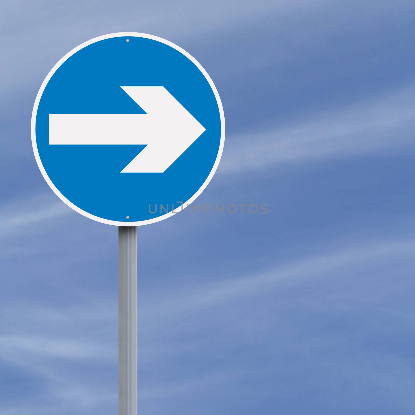 European turn right road sign