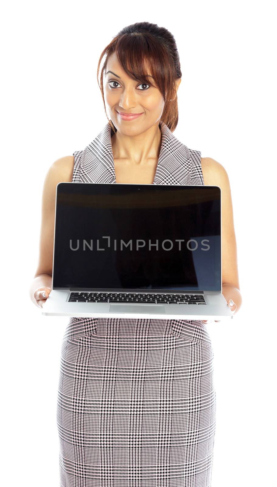 Indian business woman posing in studio isolated on a background