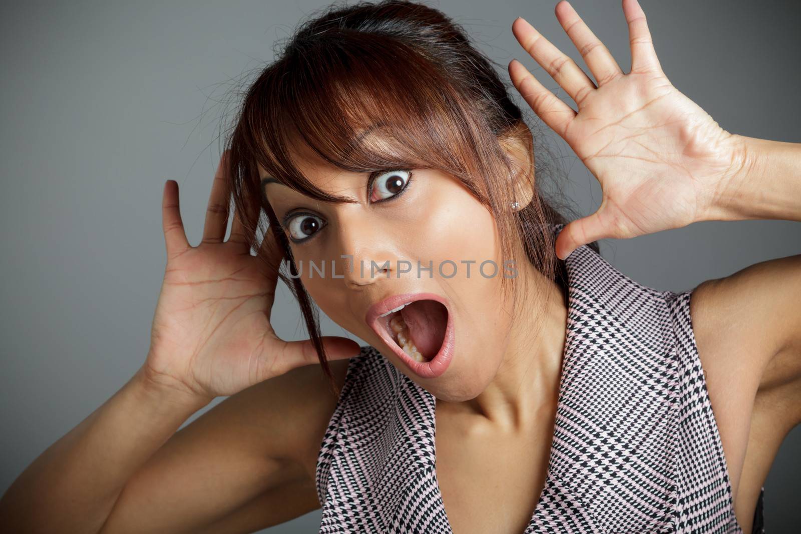 Indian business woman posing in studio isolated on a background