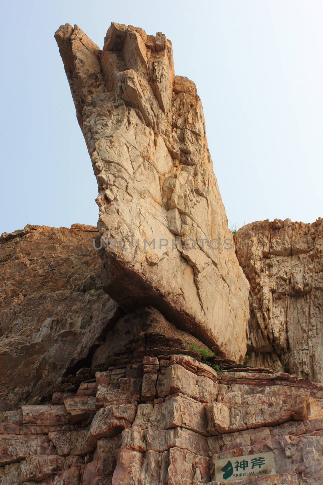 large stone axe, photo taken in changdao island, shandong province, china.