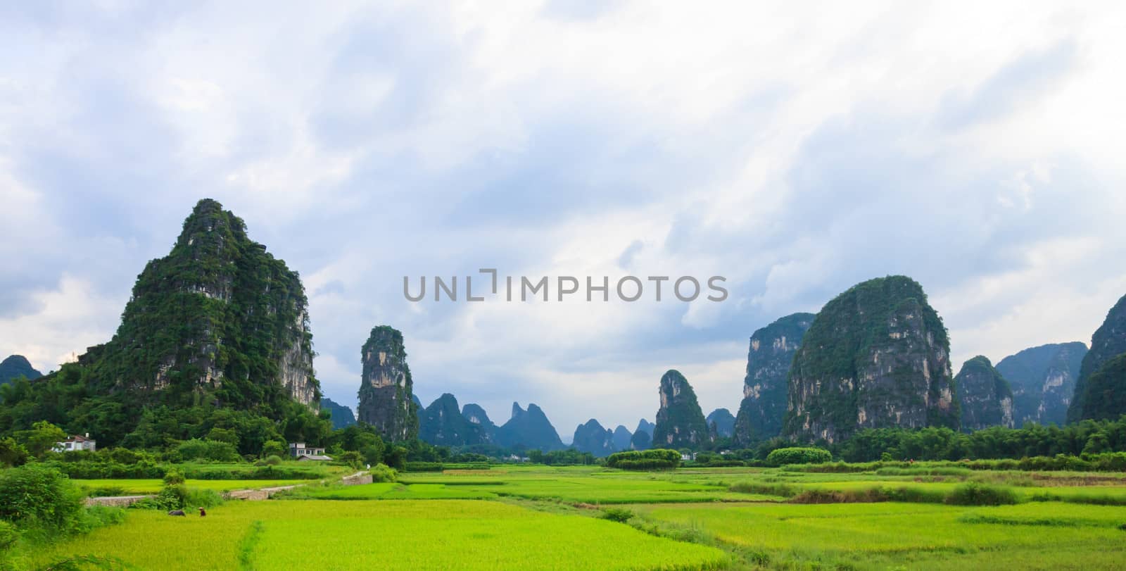 Dramatic landscape of karst mountains in southern china