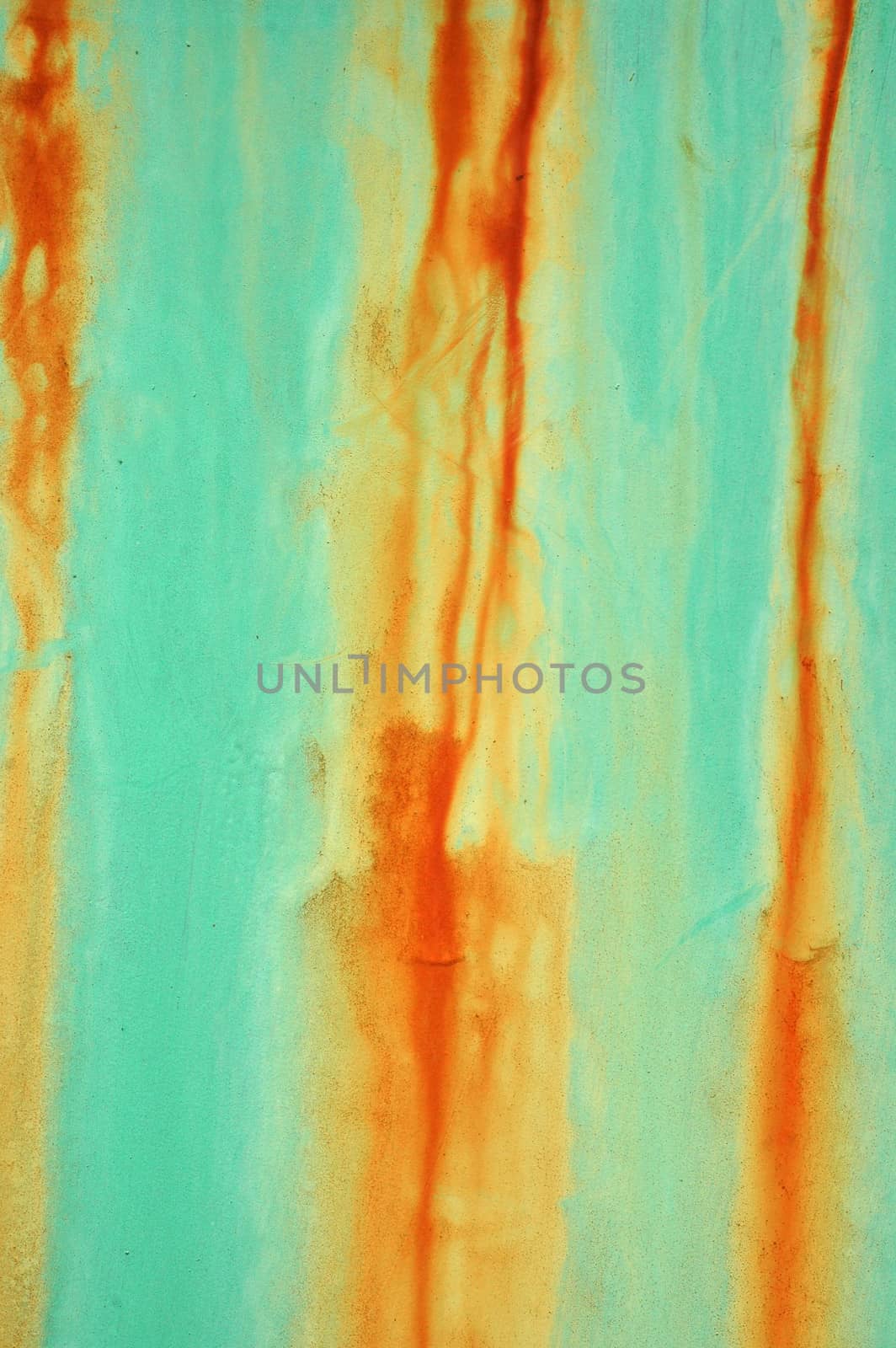 Abstract Background Texture of Orange Rust on Green Metal