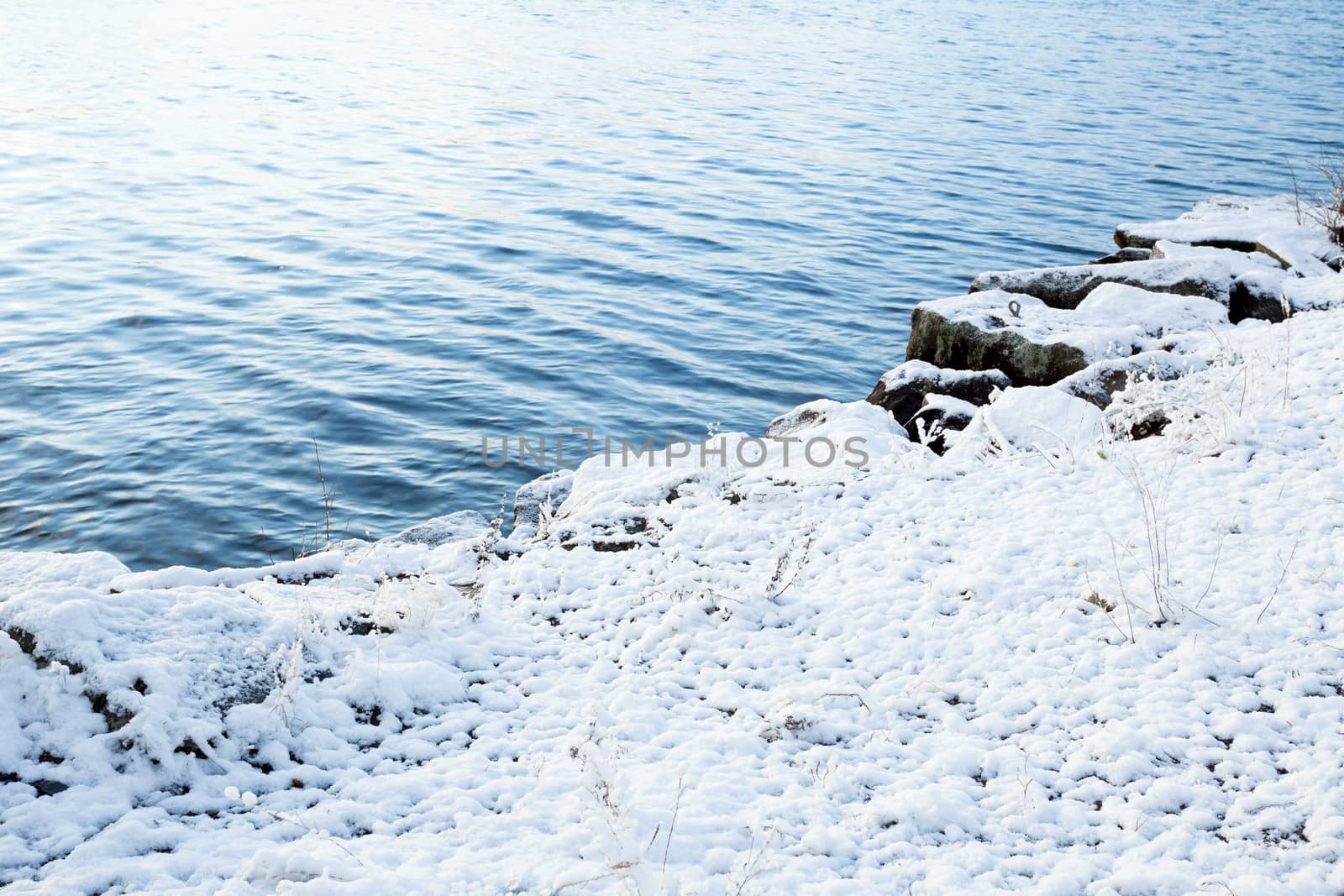 Snow and water peaceful landscape