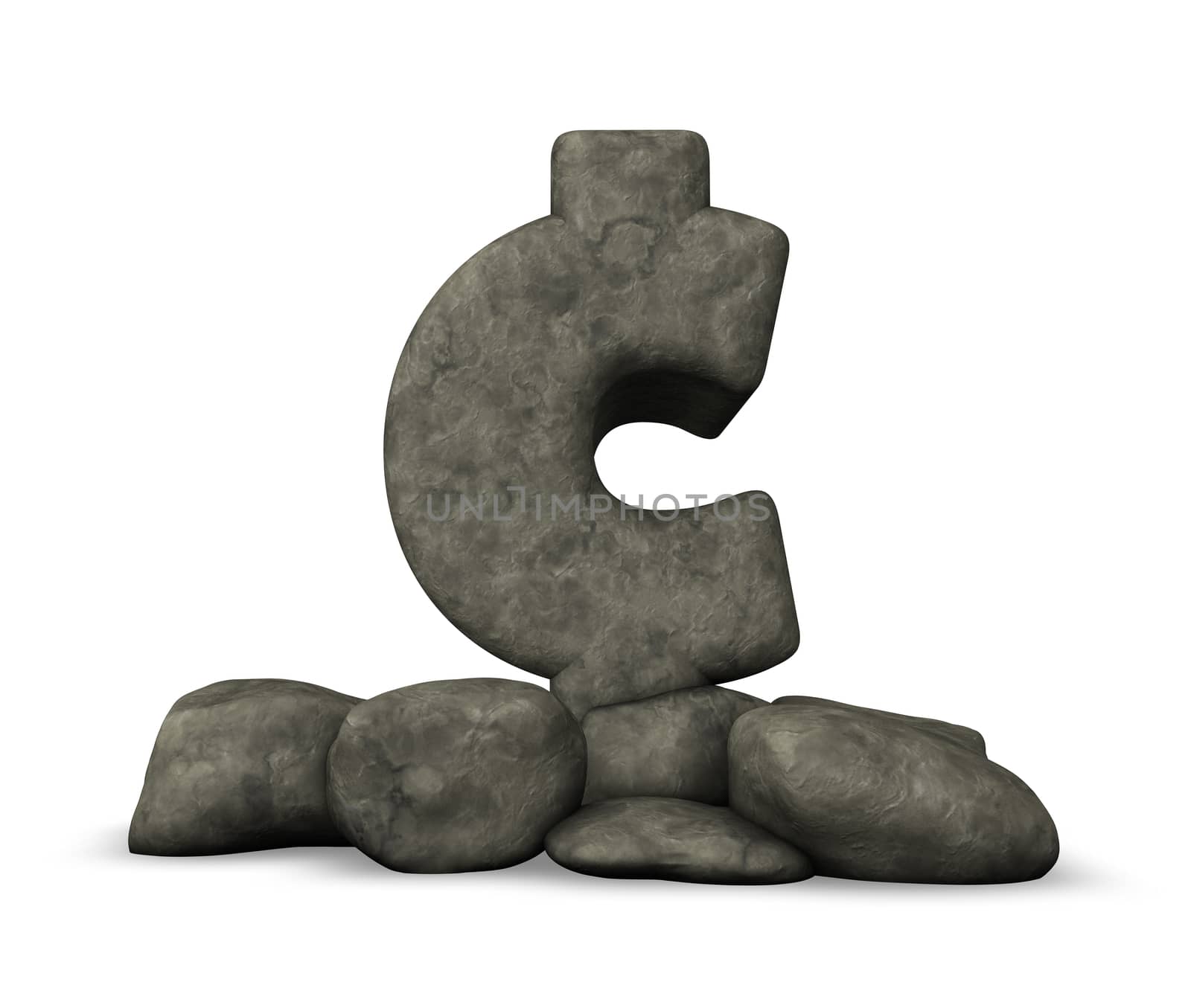 stone cent symbol - 3d illustration