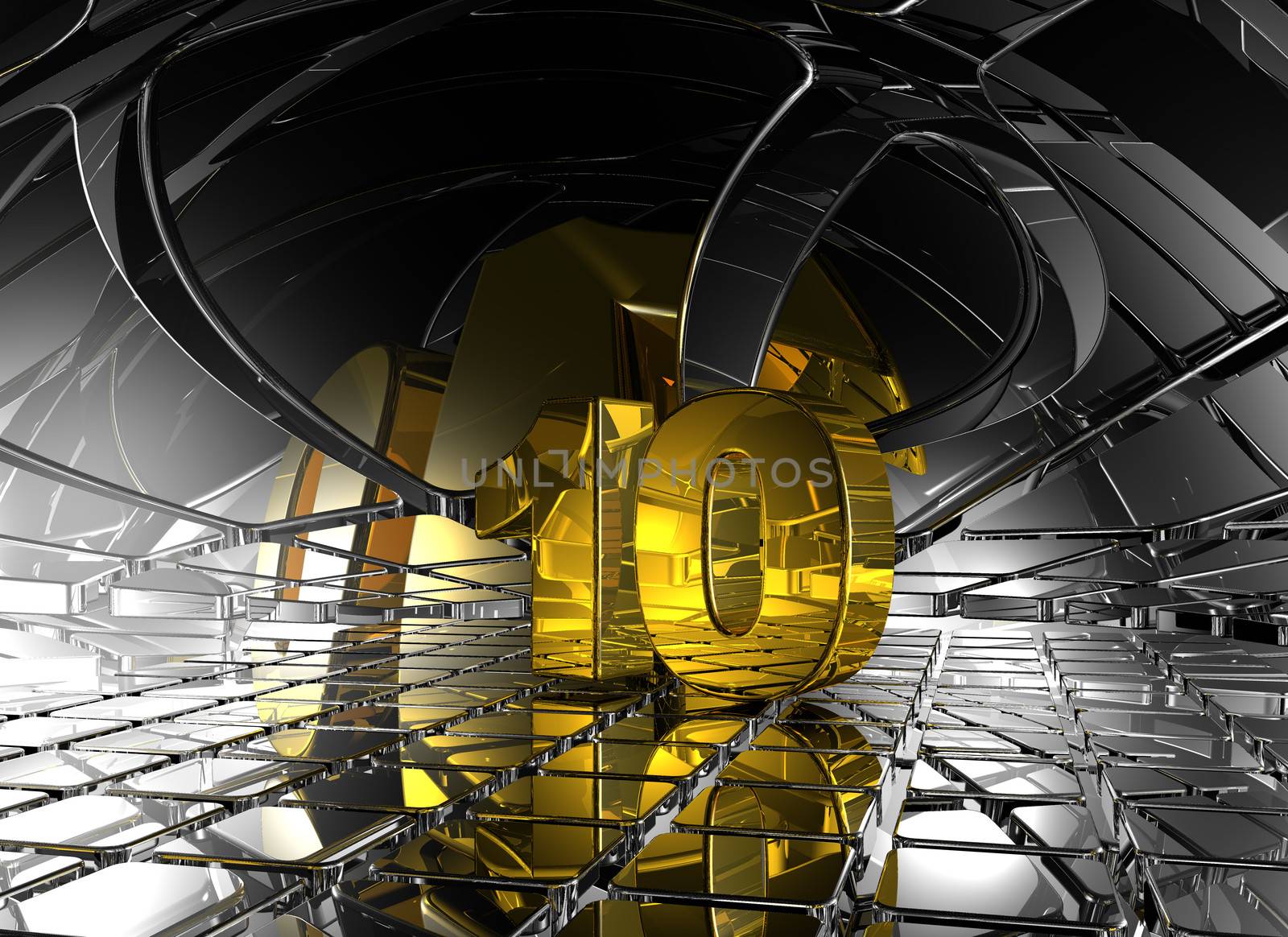 number ten in abstract futuristic space - 3d illustration