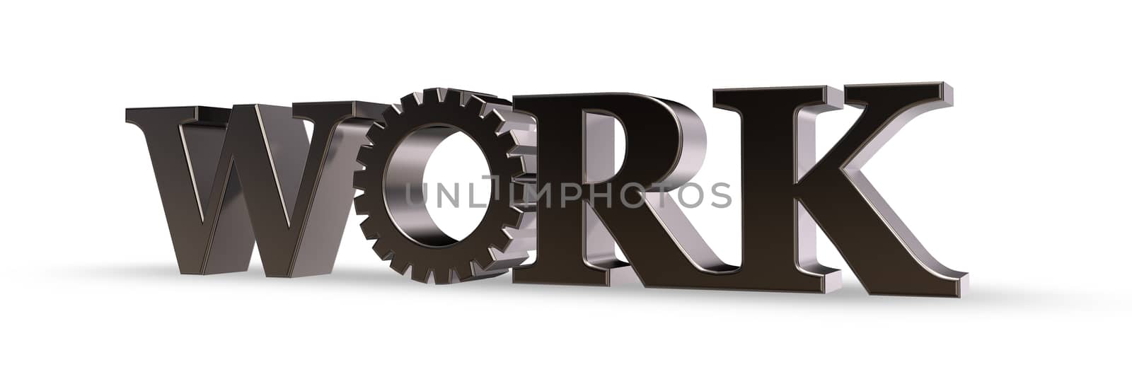 the word metal with gearwheel - 3d illustration