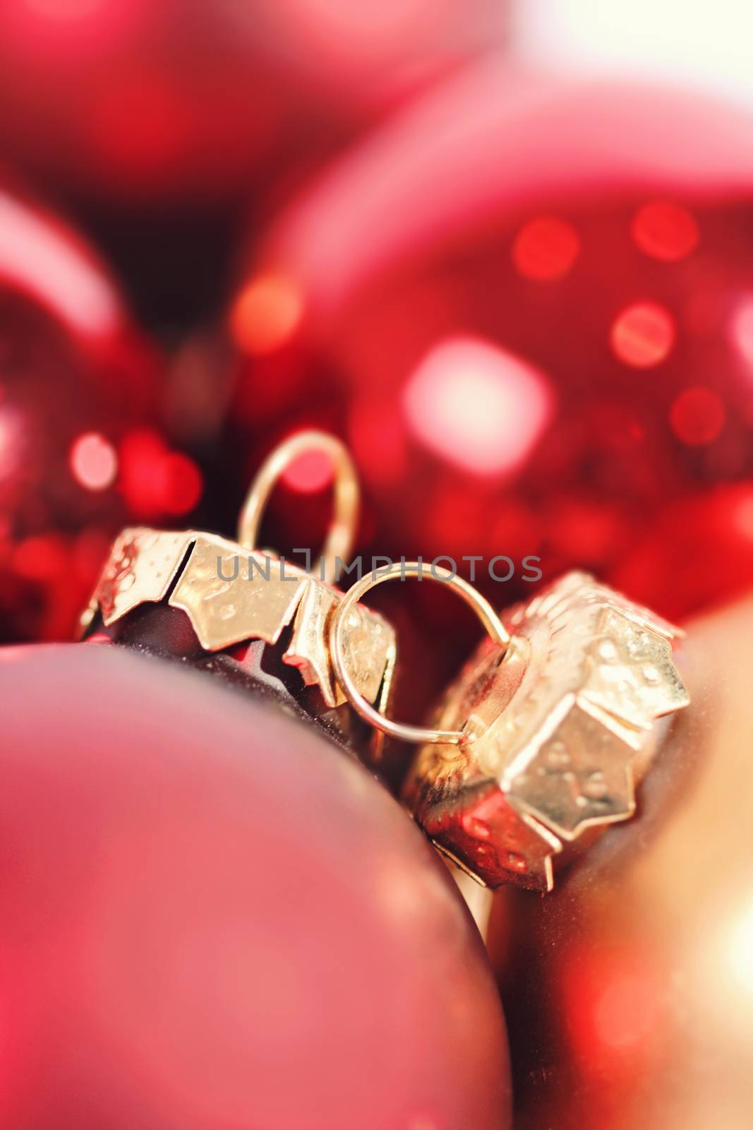 A close up macro shot of Christmas Ornaments.