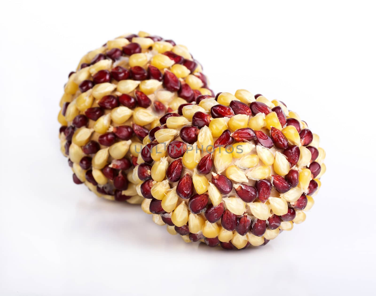 Eggs decorated with corn isolated
