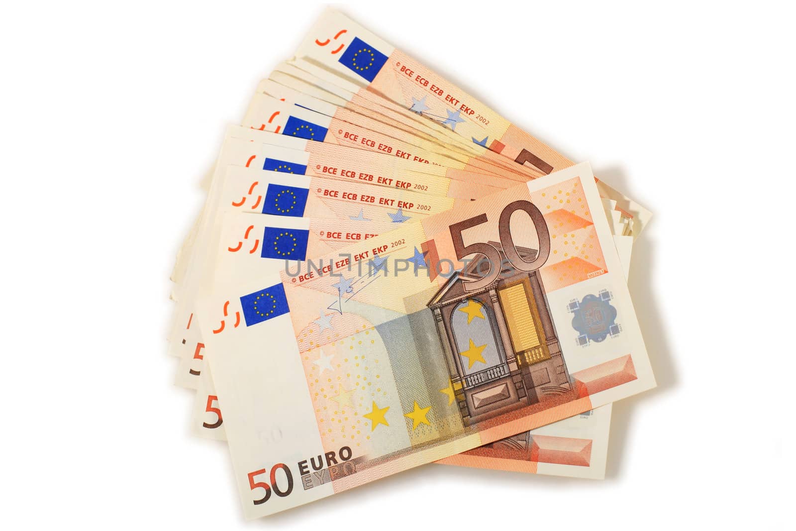 Euro money isolated over white background.