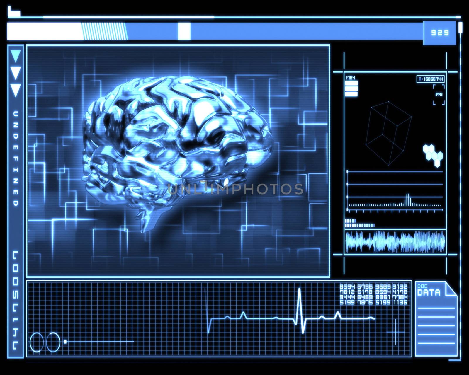 Blue background brain technology