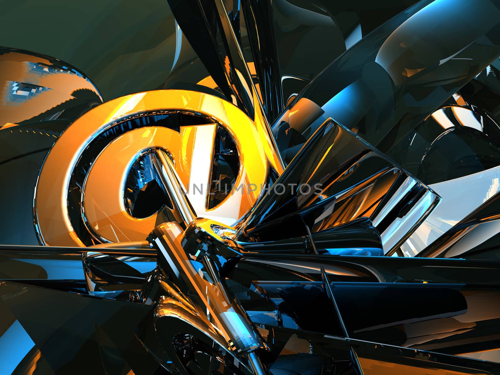 email symbol in abstract futuristic space - 3d illustration