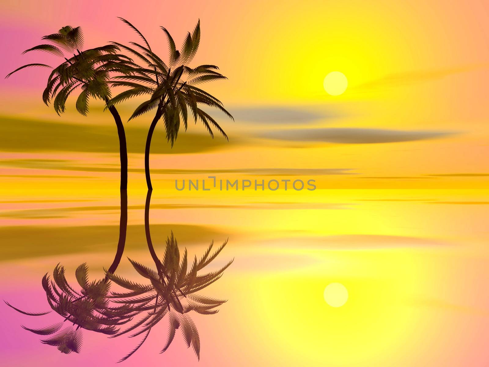 Palm trees holidays - 3D render by Elenaphotos21