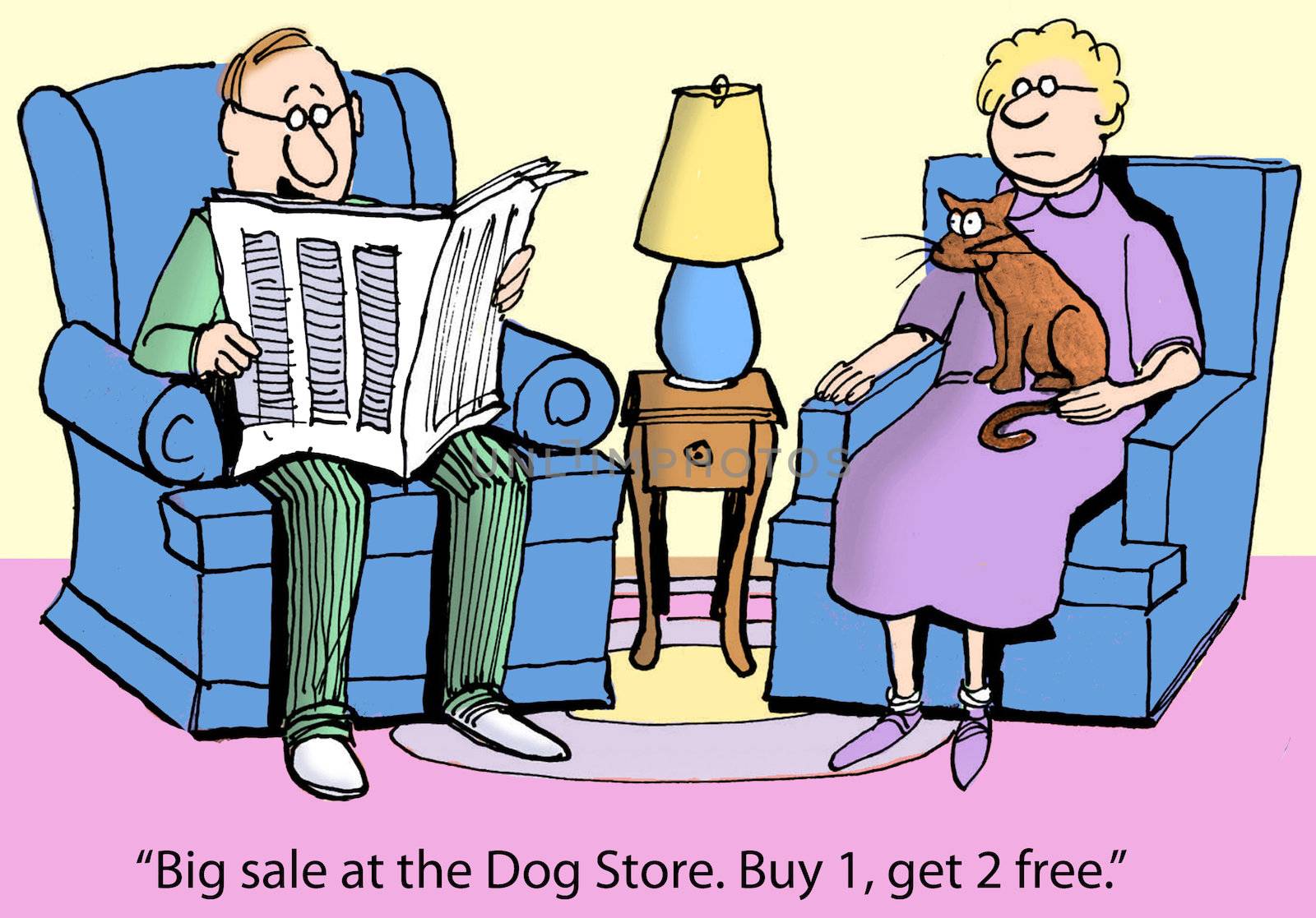 "Big sale at the Dog Store. Buy 1, get 2 free."