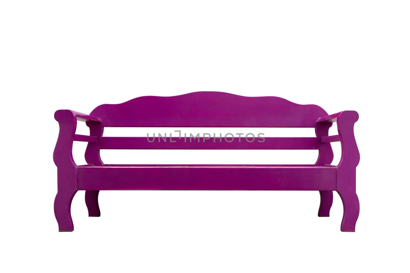Purple wooden bench isolate on white background.