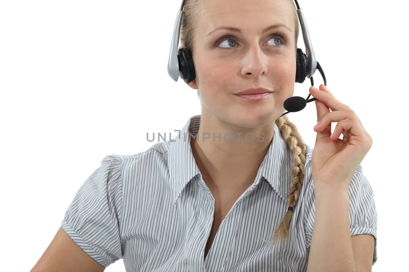 Blond call-center agent
