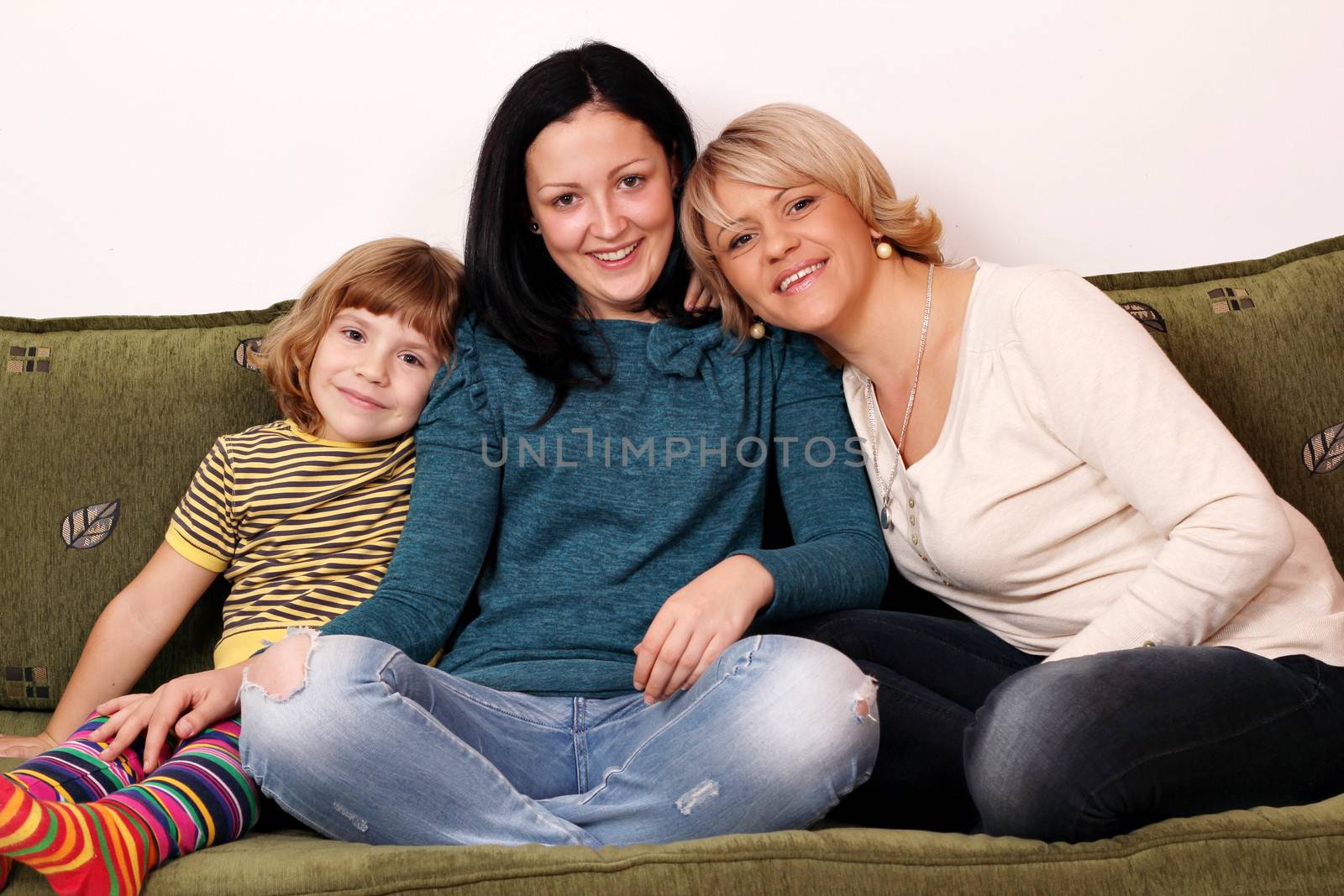 little girl teenage girl and woman family scene