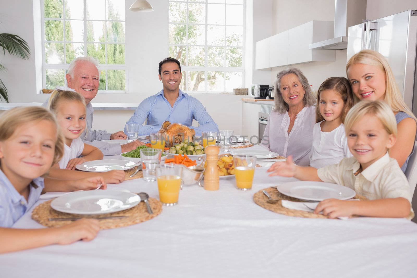 Family celebrating thanksgiving  by Wavebreakmedia