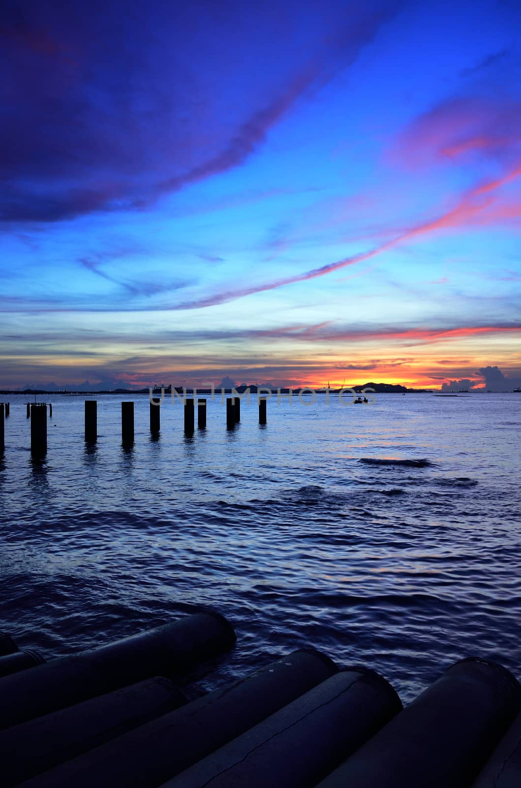 Sichang island silhouette with twilight sky by pixbox77