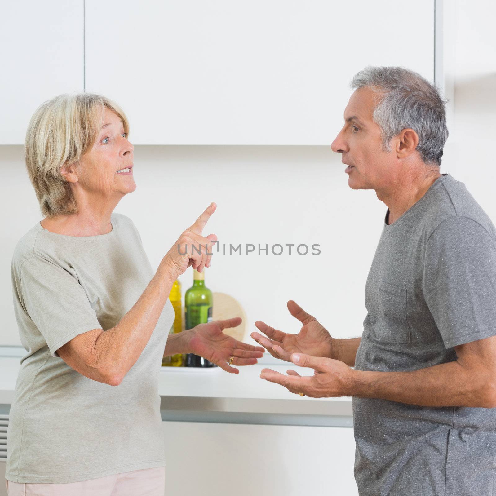 Wife arguing with her husband in the kitchen