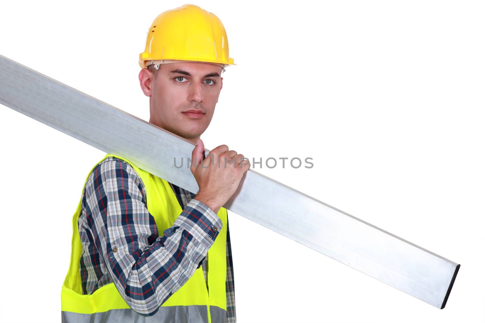 Laborer on white background by phovoir