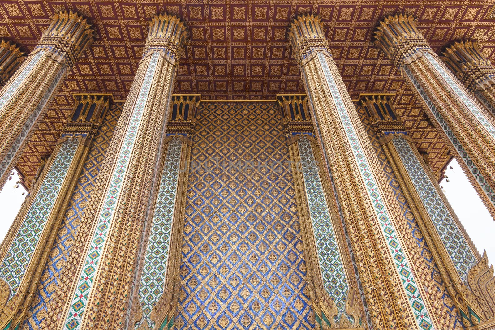 Pattern in Traditional Thai Style at Temple in Thailand.