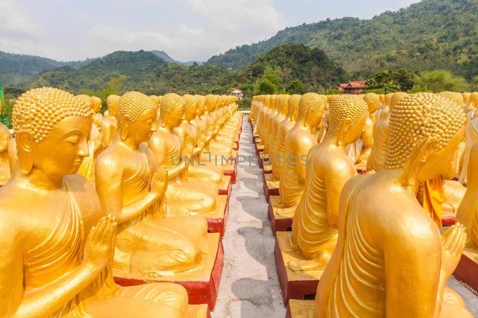 Golden Buddha at Buddha Memorial park , Nakorn nayok, Thailand.