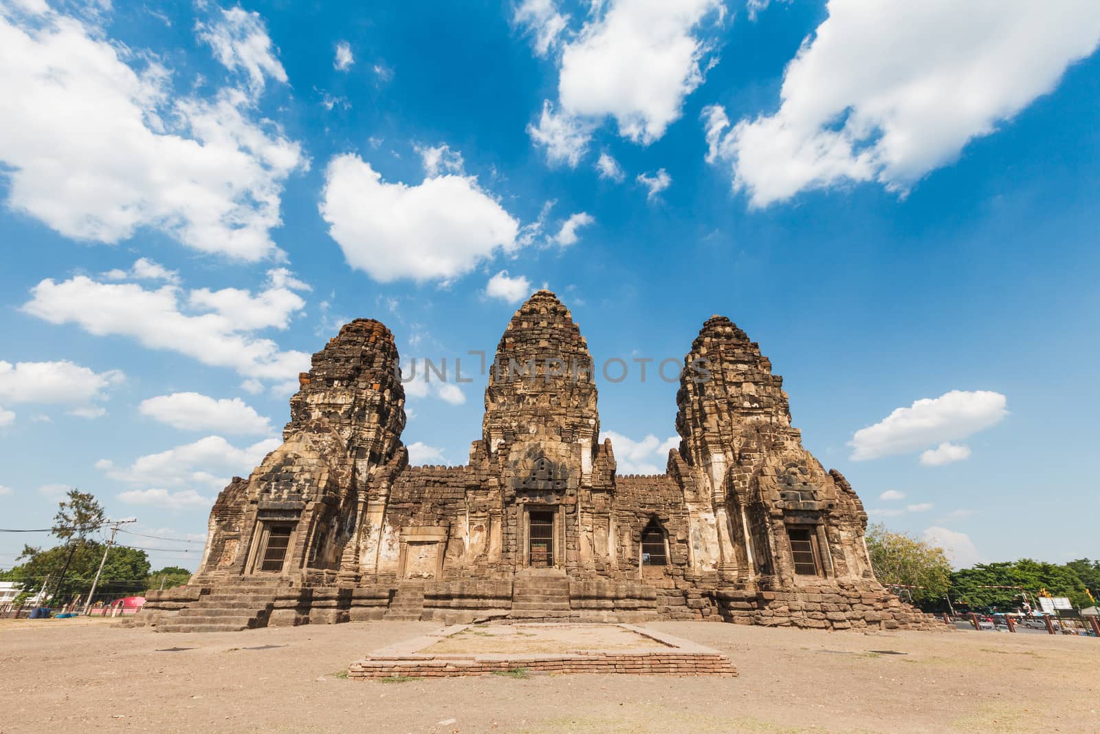 Buddhist temple,Phra Prang Sam Yod Pagoda In Lopburi of Thailand