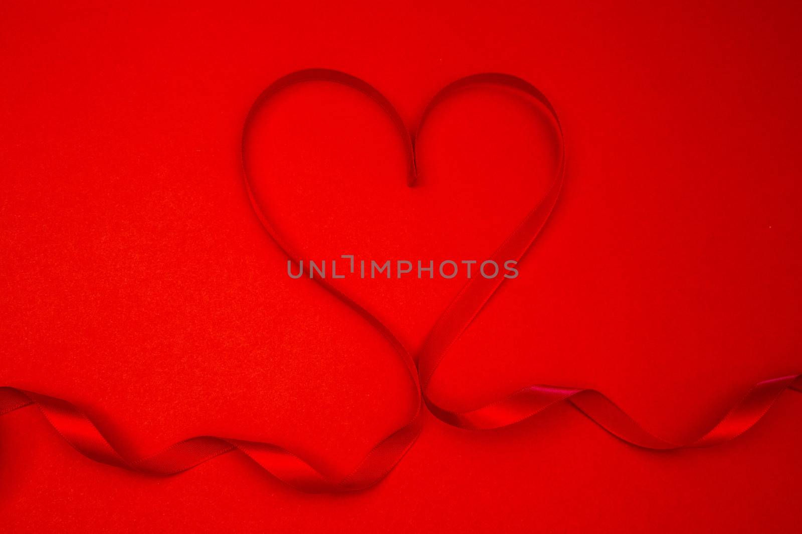 Heart shaped ribbon in red