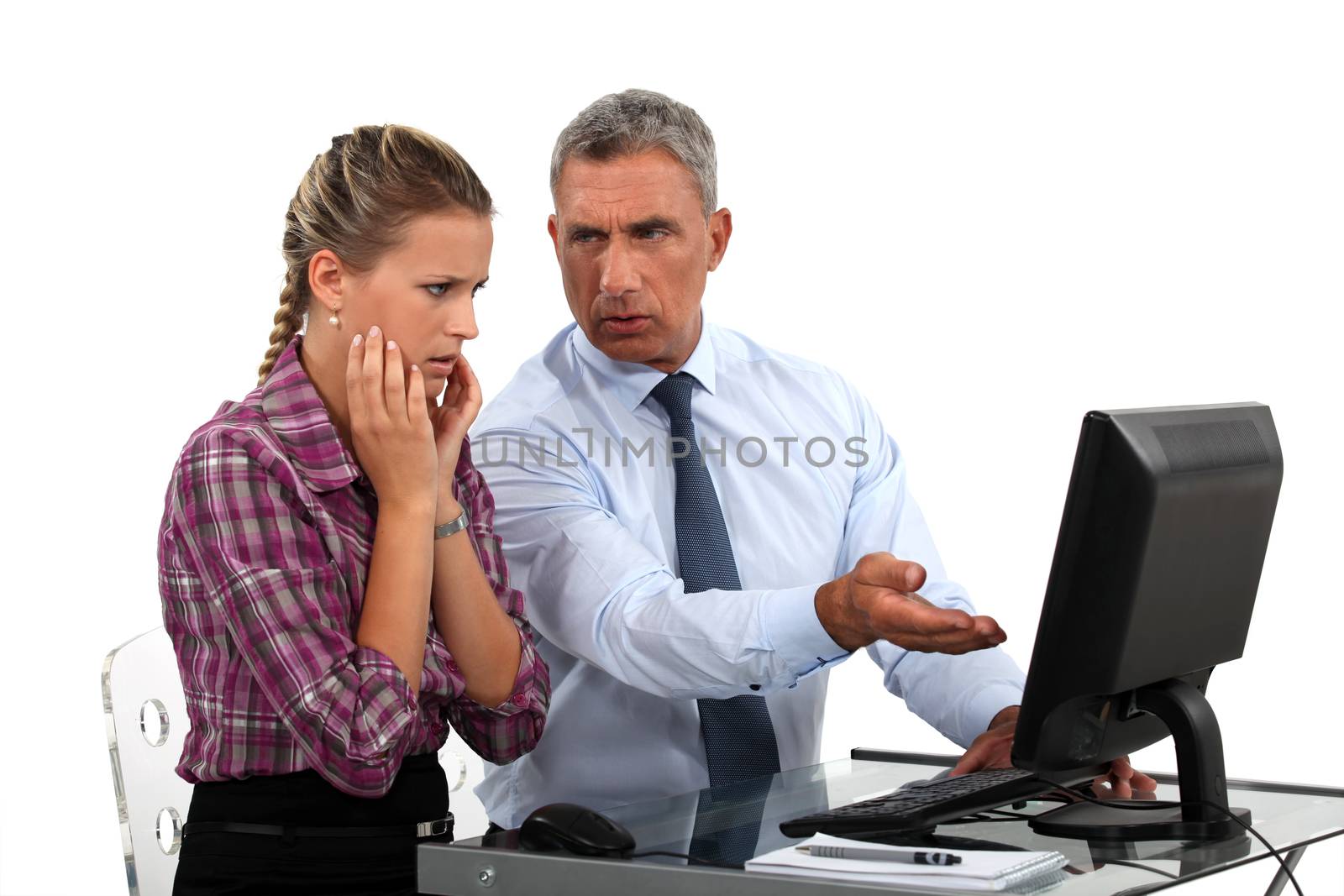 Employee having trouble with computer by phovoir