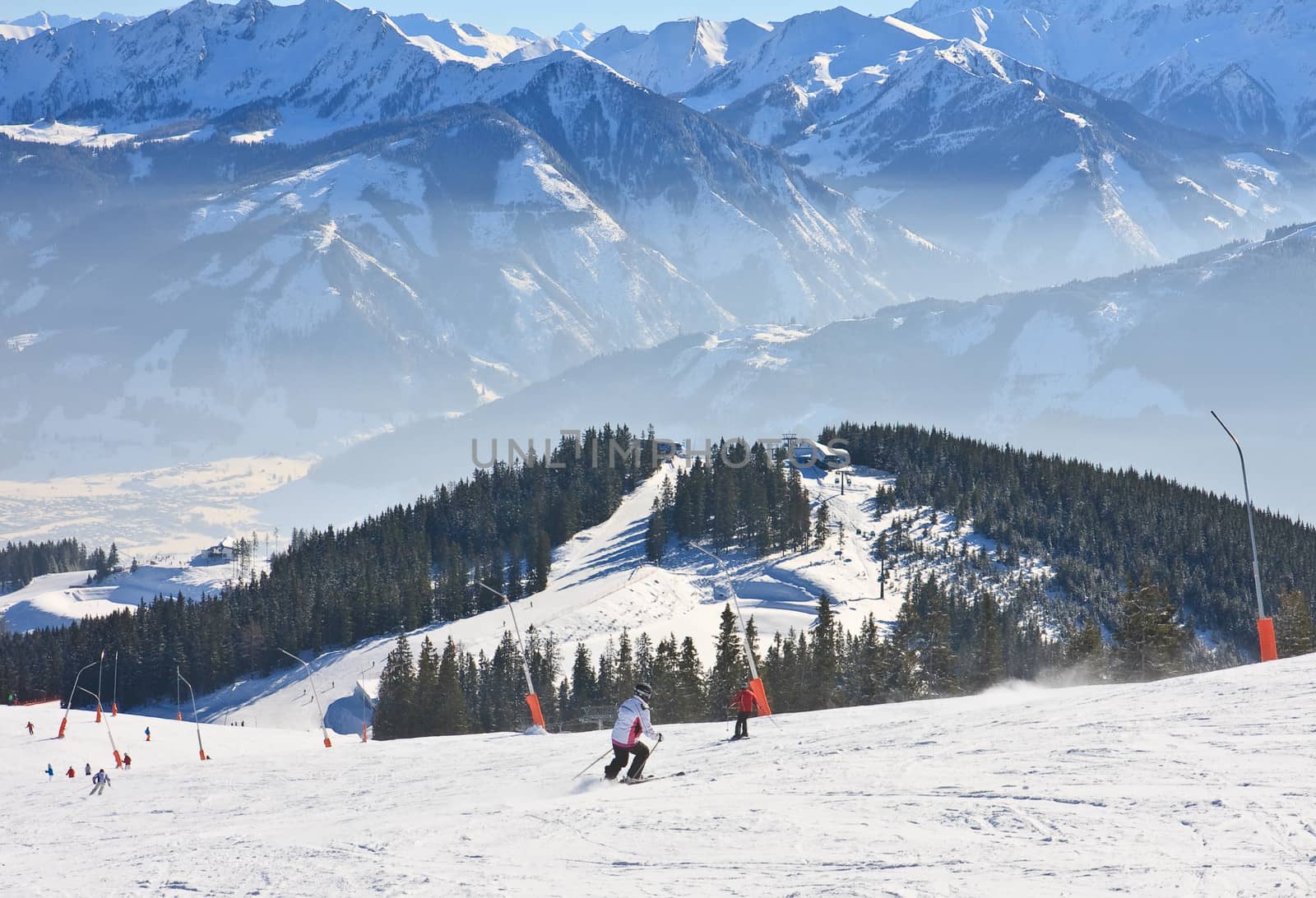 Ski resort Zell am See, Austrian Alps at winter