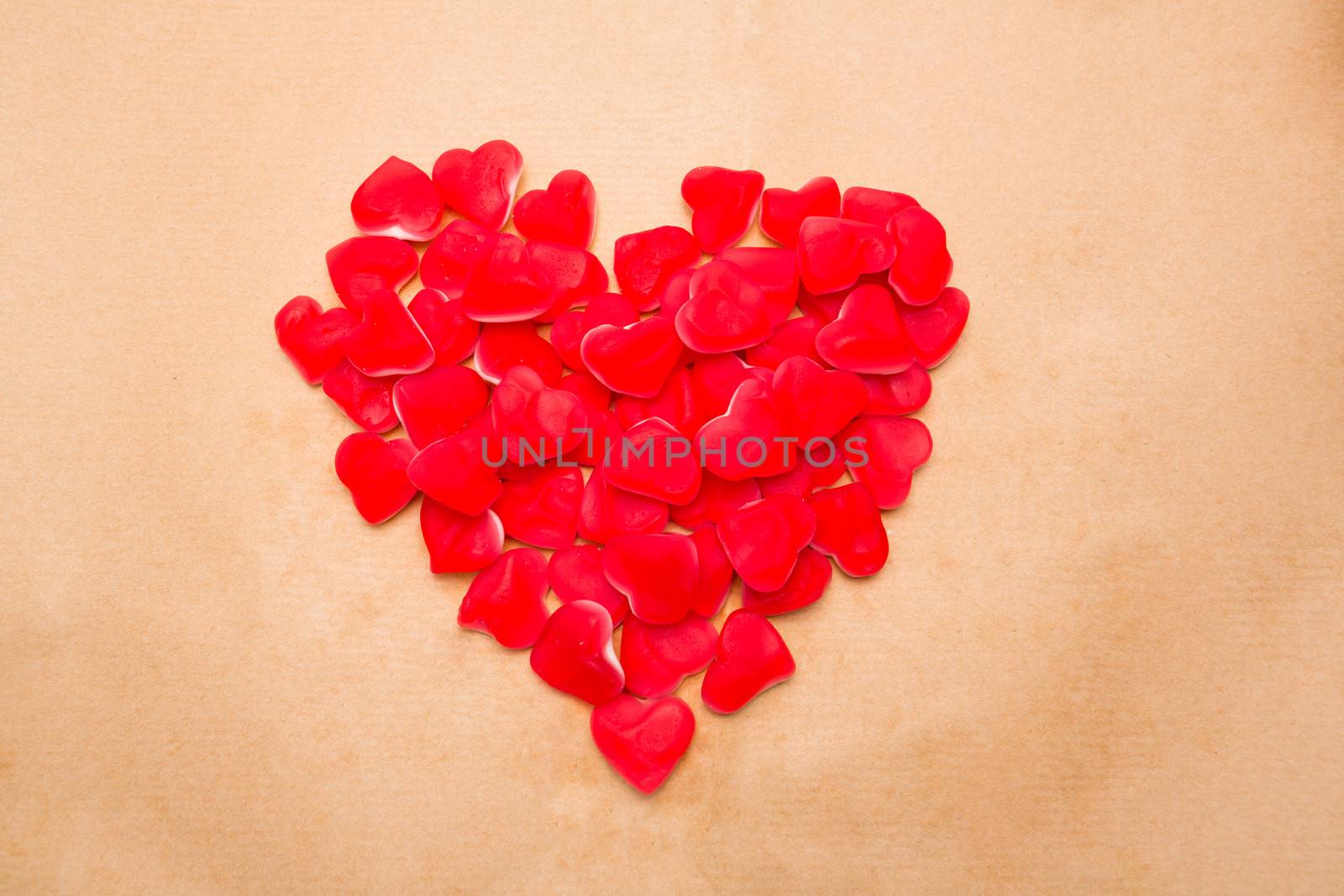 Heart made out of red heart candy