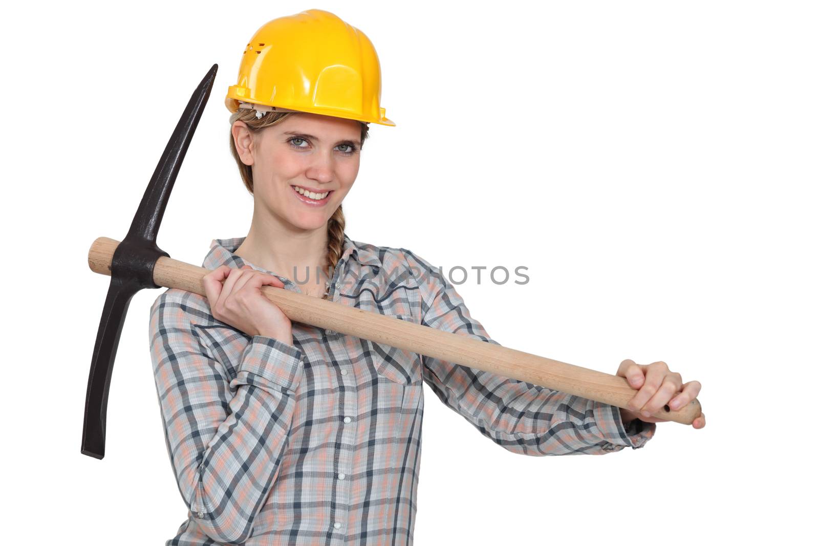 Female laborer with axe