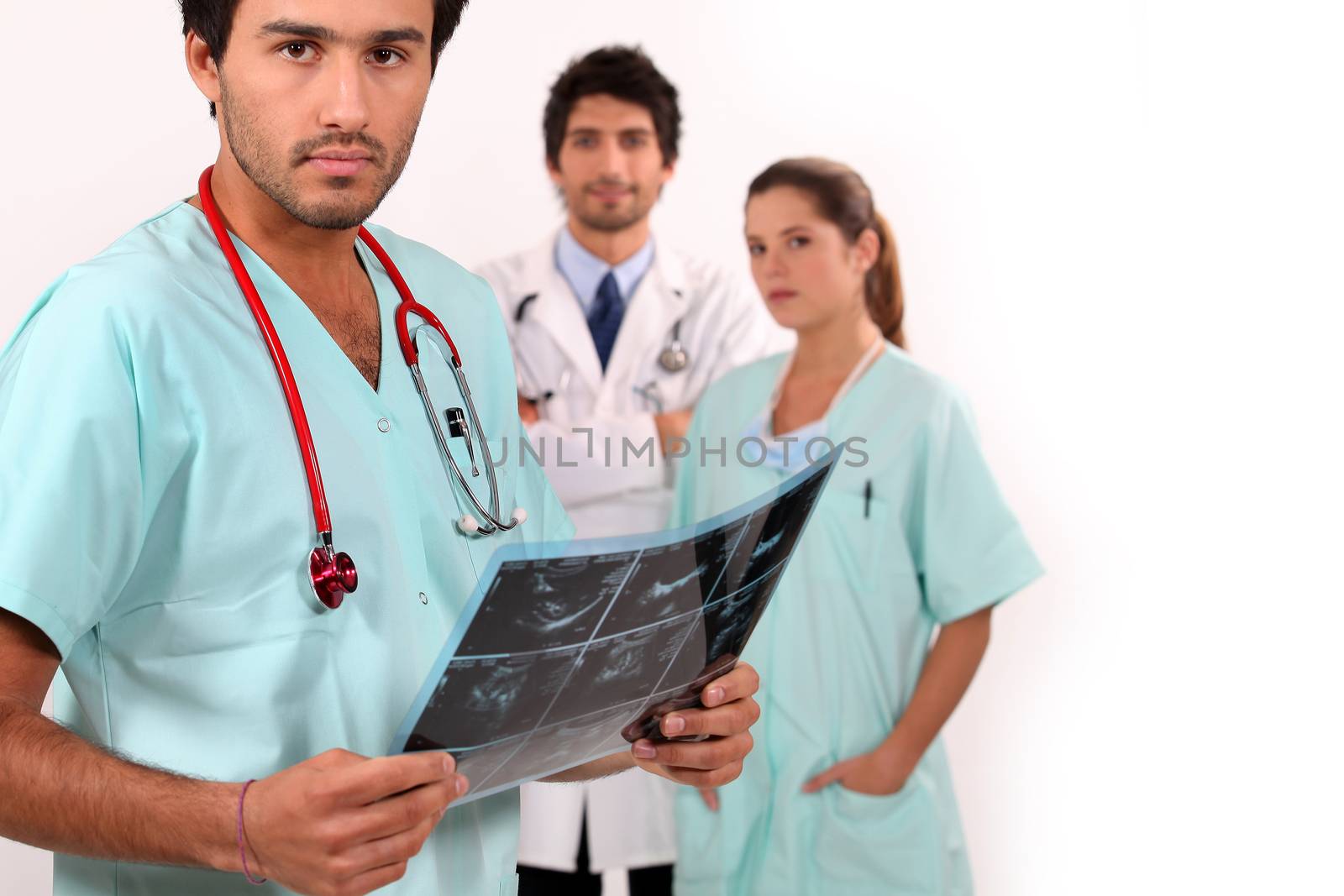 Nurse looking at ultrasound