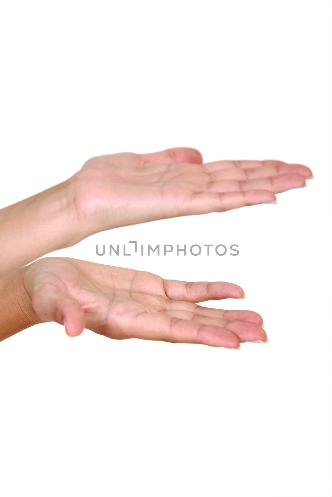 woman showing the palms of her hands by phovoir