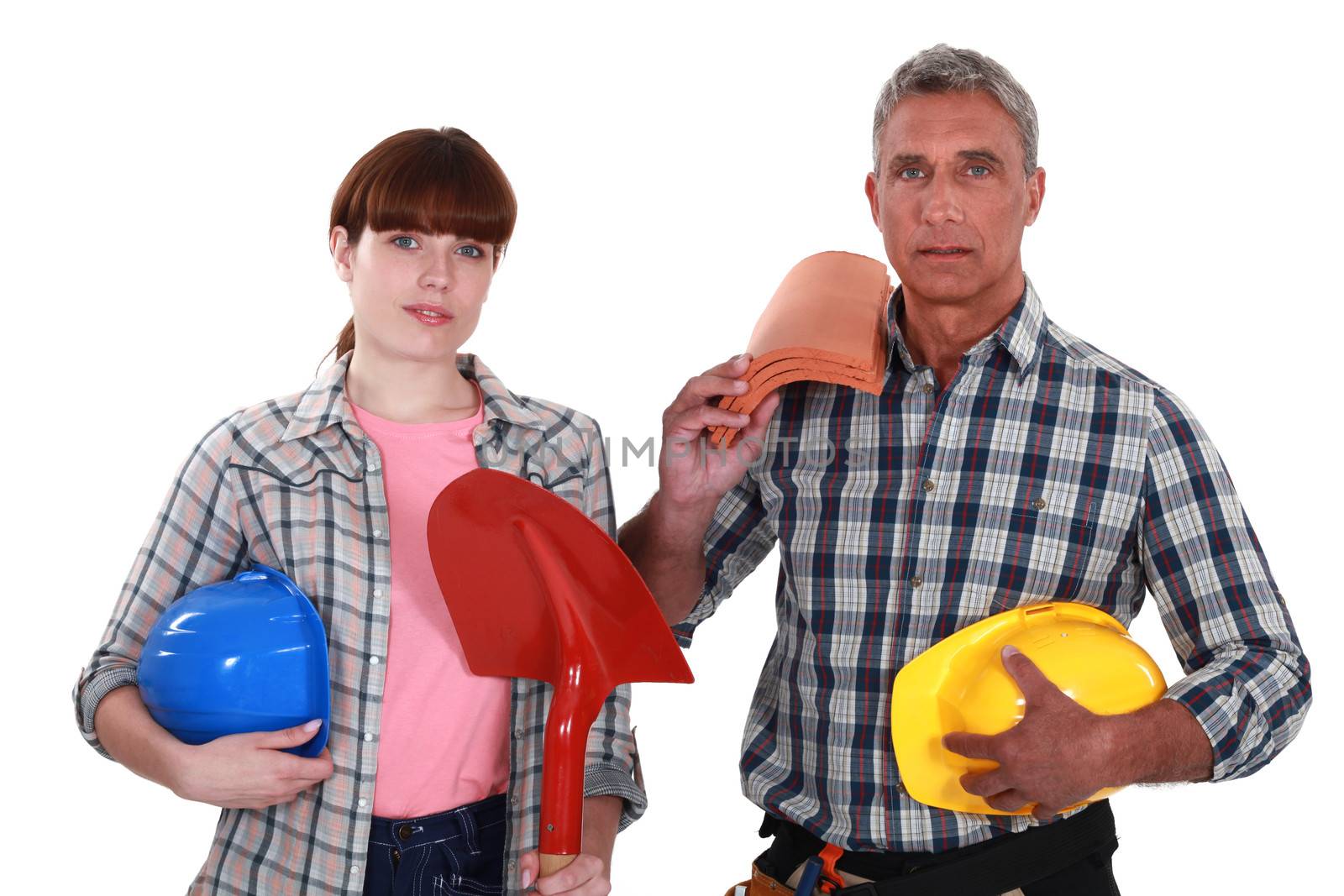 Roofer and his female helper