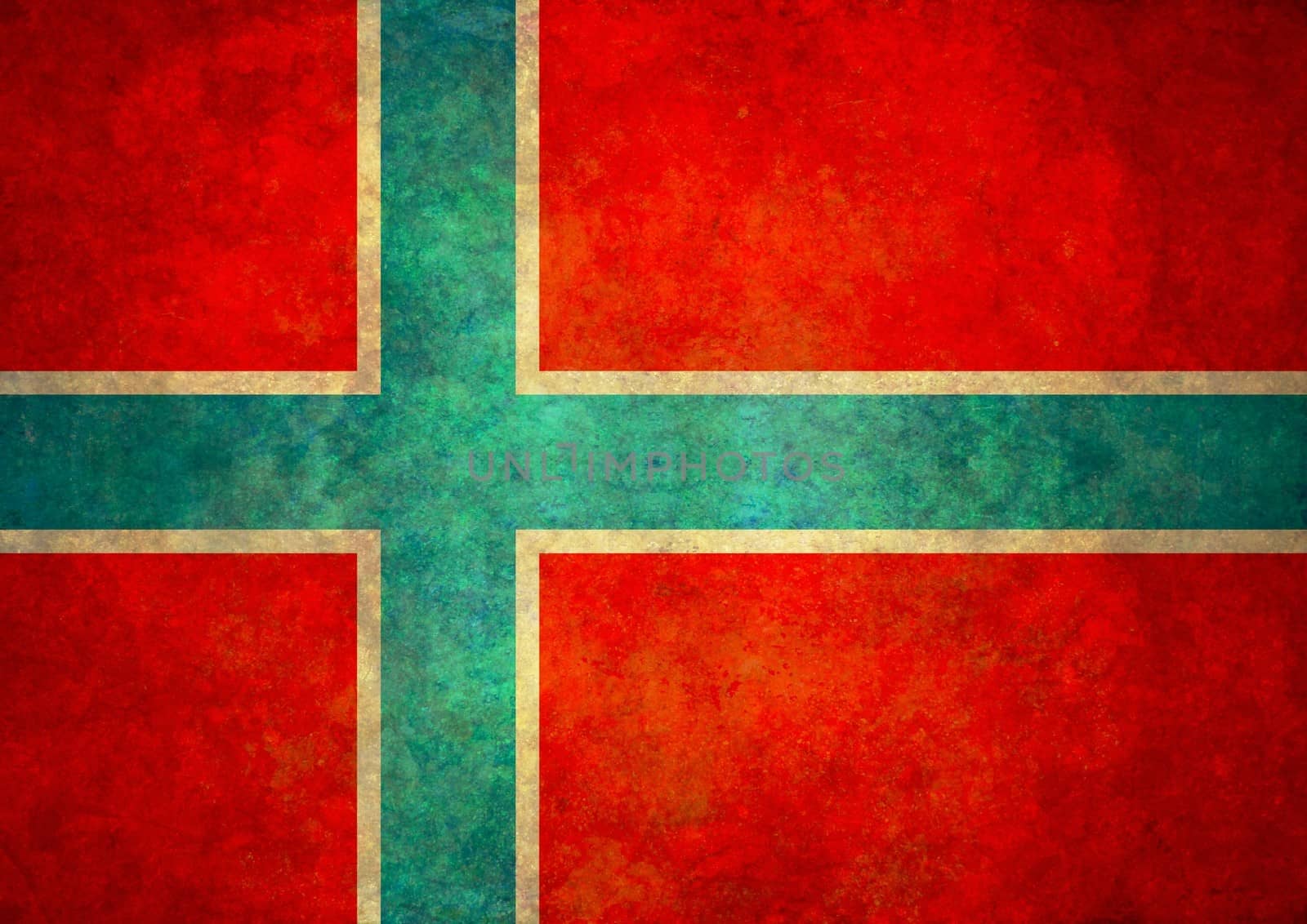 Illustrated flag of Norway with grunge effect