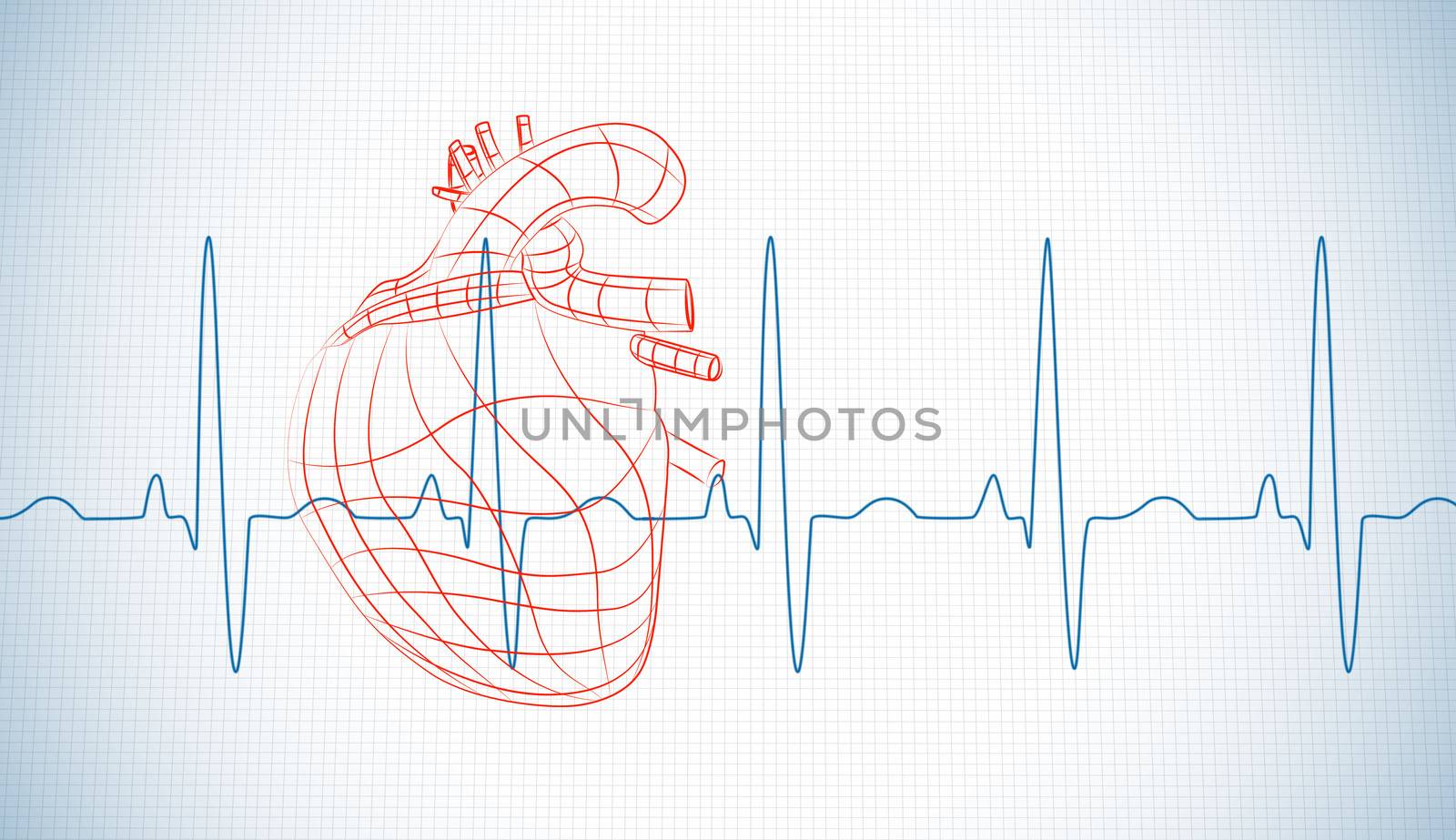 Drawn human heart and heart rate line by Wavebreakmedia