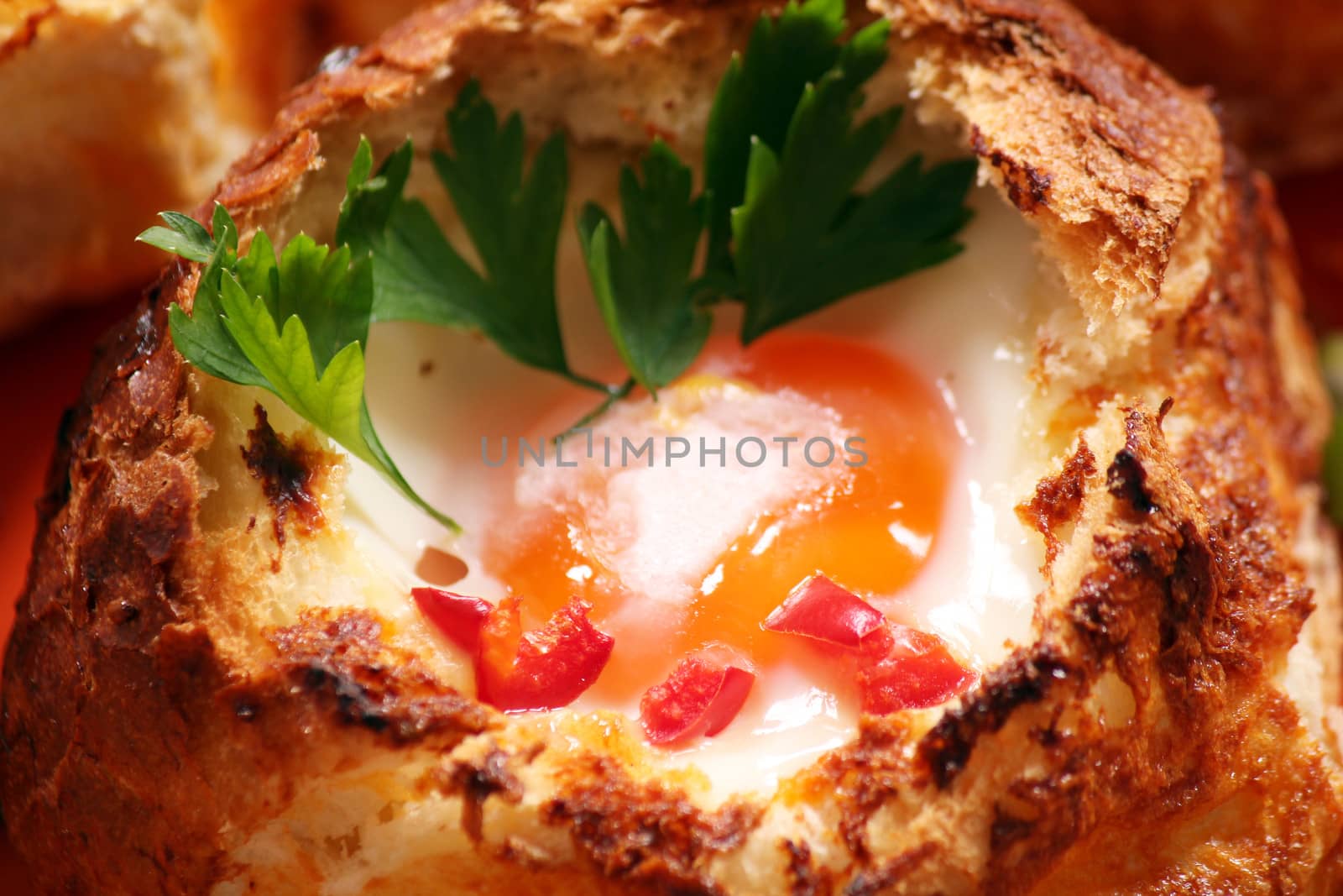 bread stuffed with egg food background 