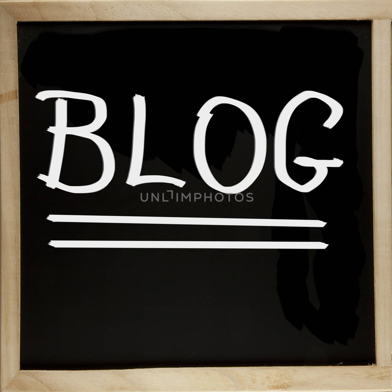 Blackboard with wooden borders with word "Blog"