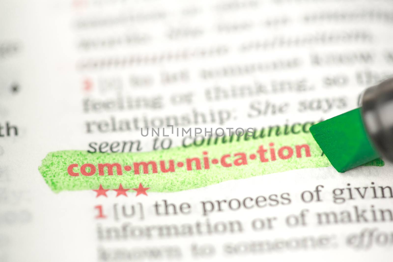 Communication definition highlighted in green by Wavebreakmedia