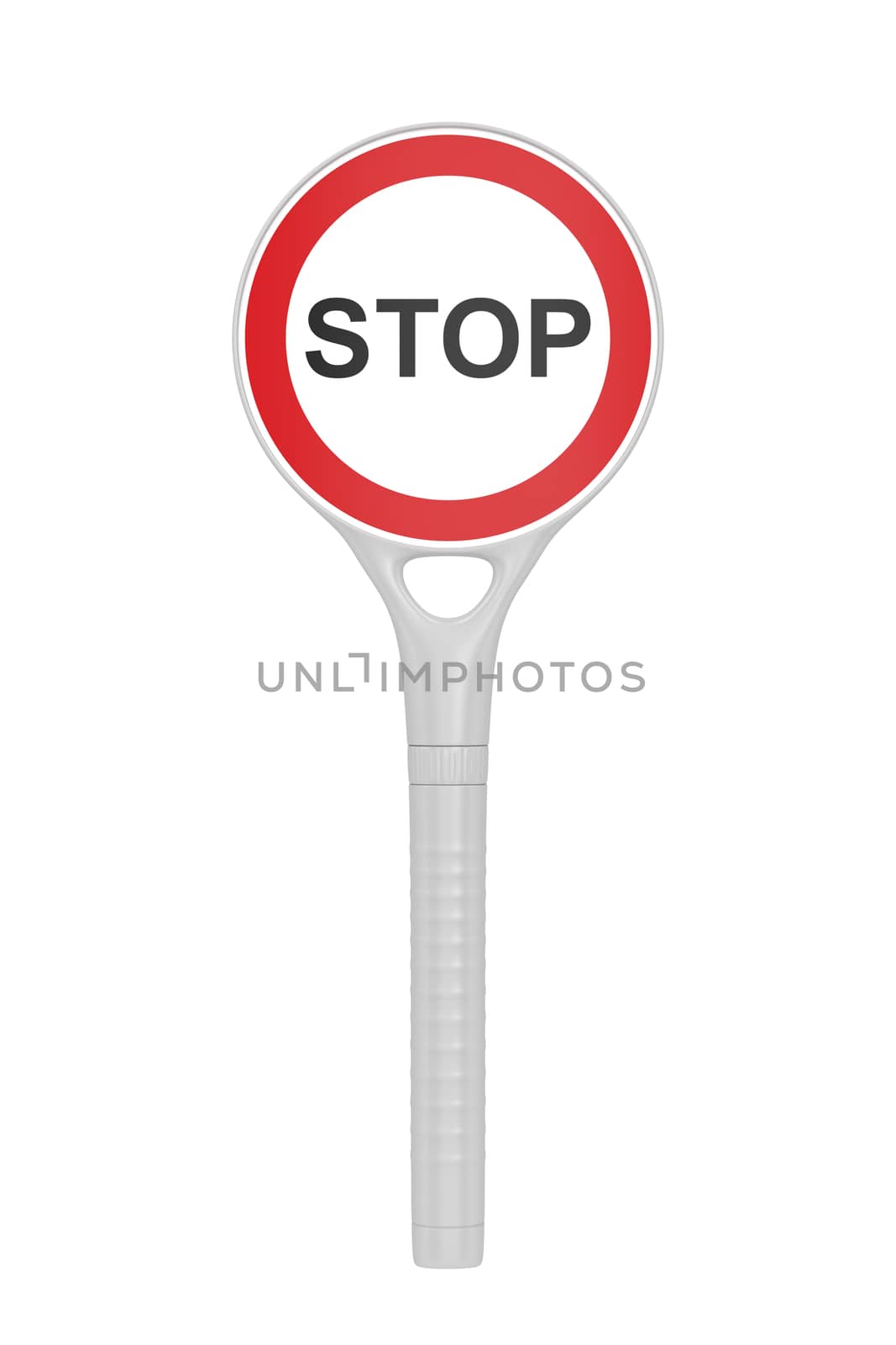 Plastic stop sign isolated on white background